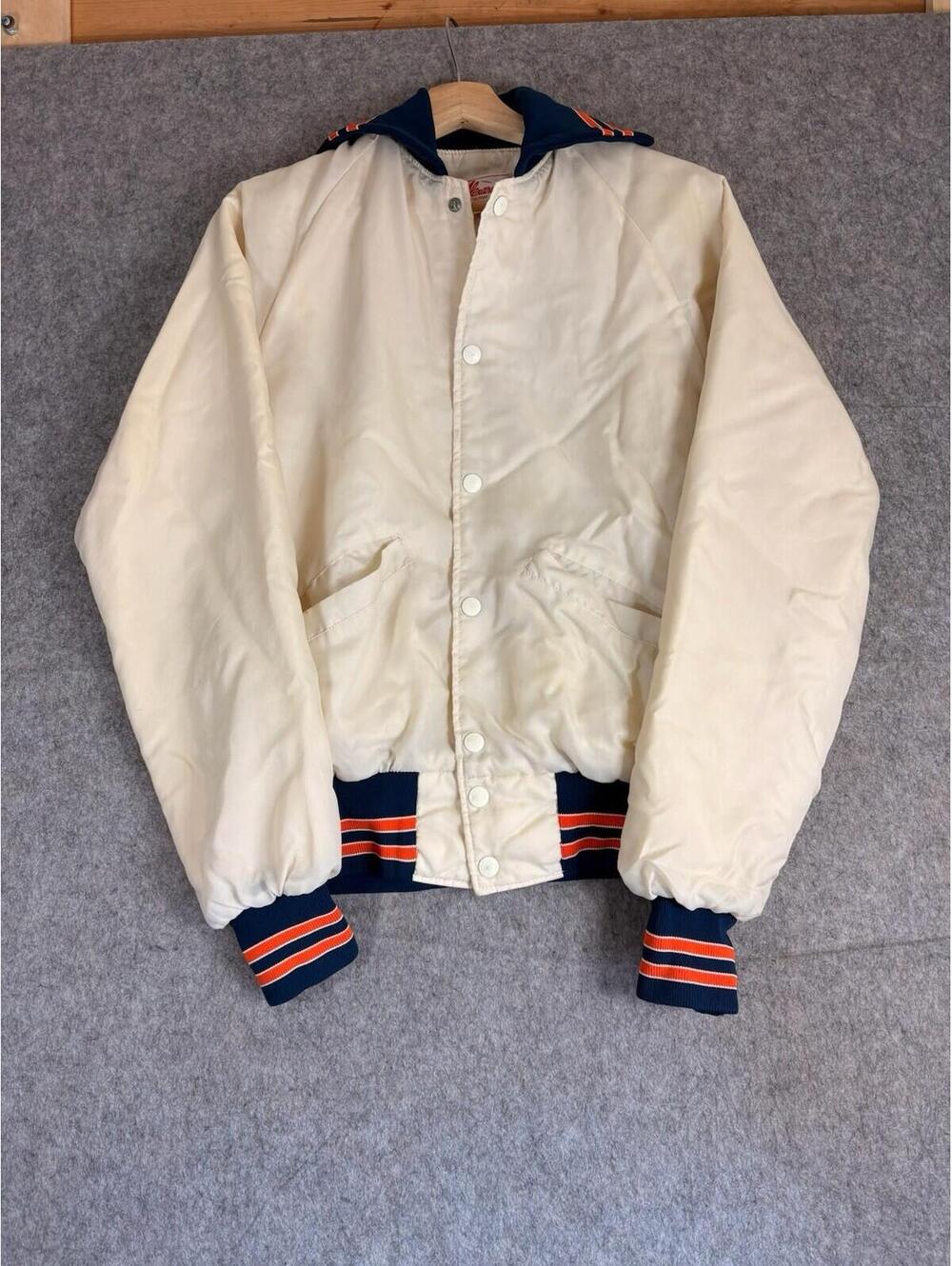 Vintage 70s 80s University of Illinios Fighting Illini Satin Jacket Size Small